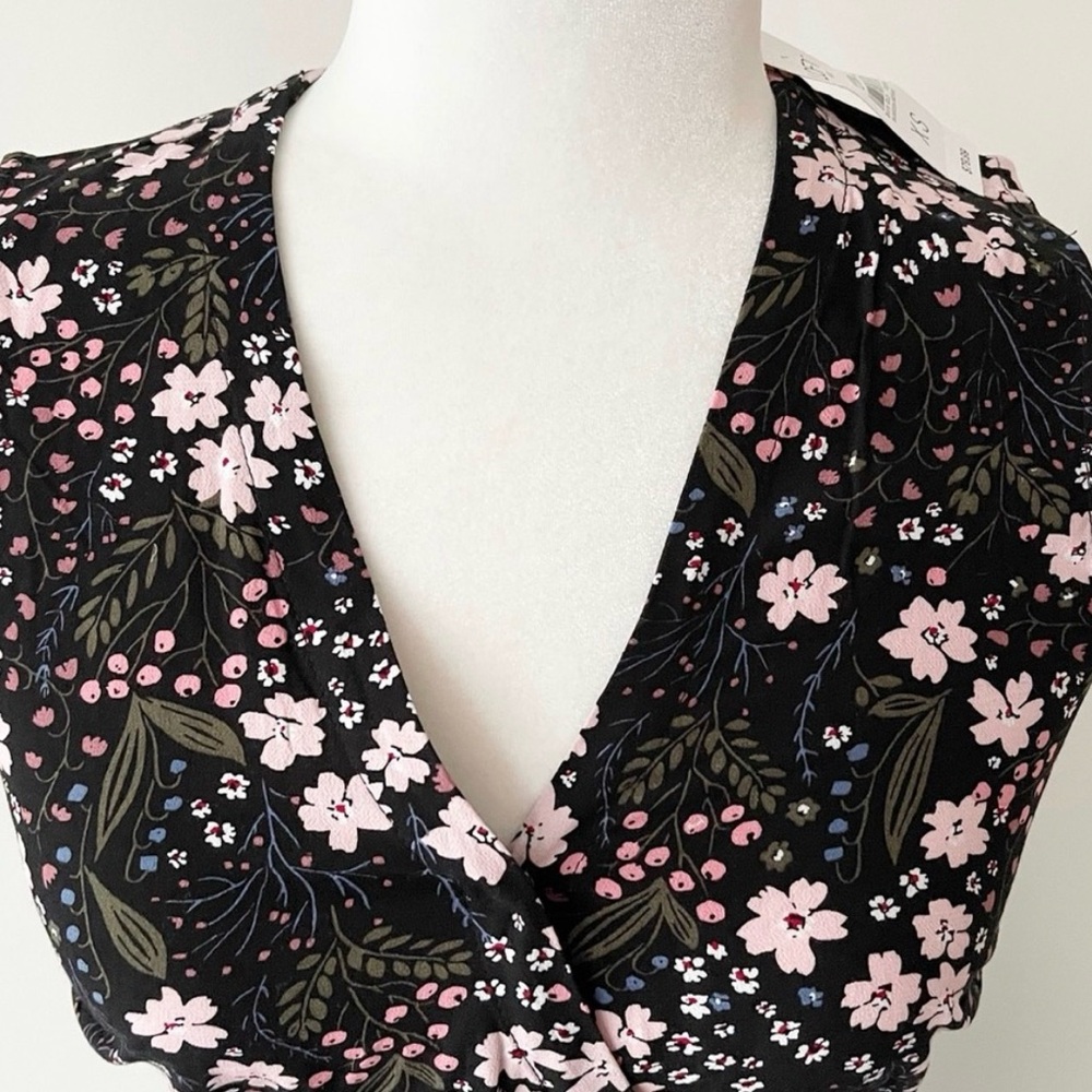LOFT Black Mini Dress with Light Pink Floral Print - Picture 10 of 10